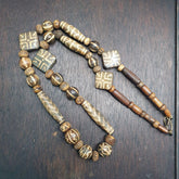 Asian Burmese Old Pumtek Stone beads Long necklace Unique patterns